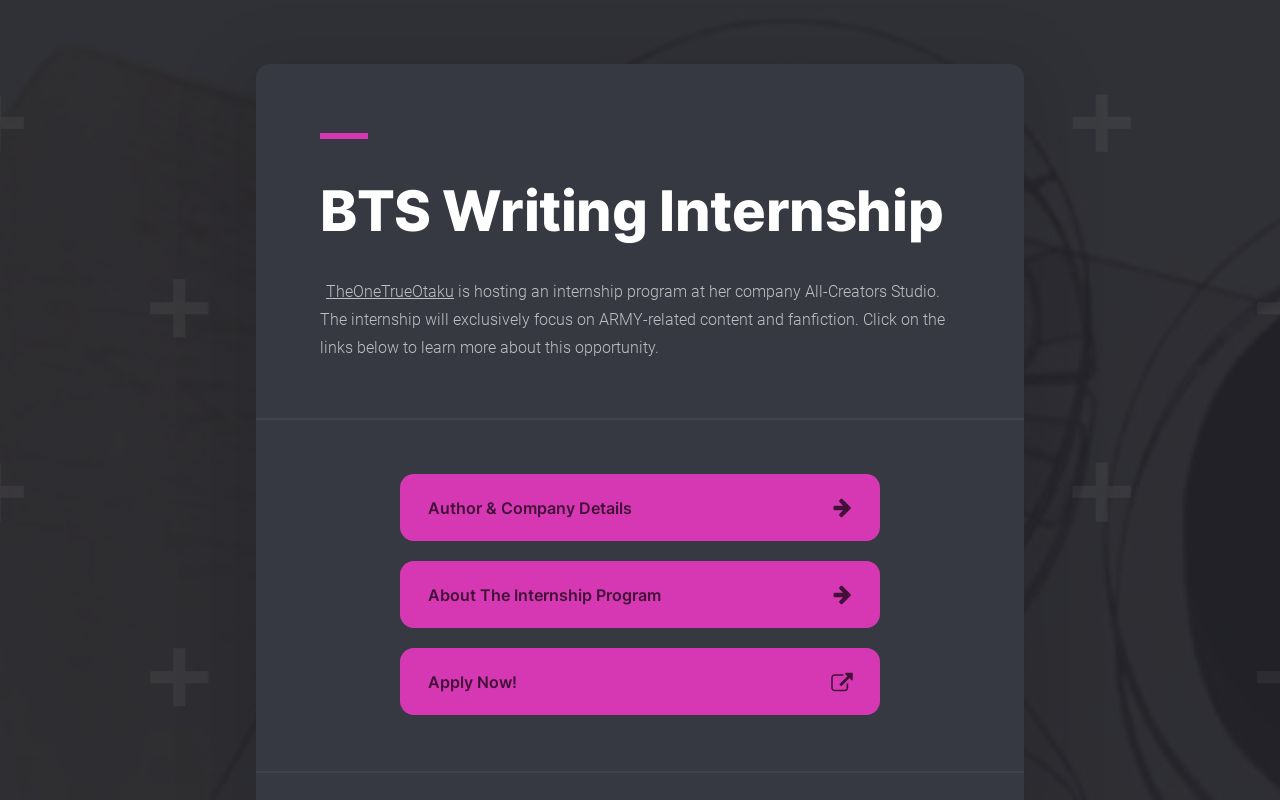 BTS Writing Internship Dashboard